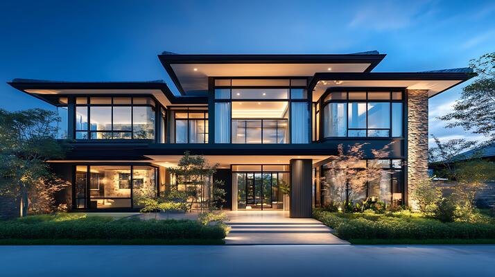 beautifully crafted modern home with luxurious architectural elements photo